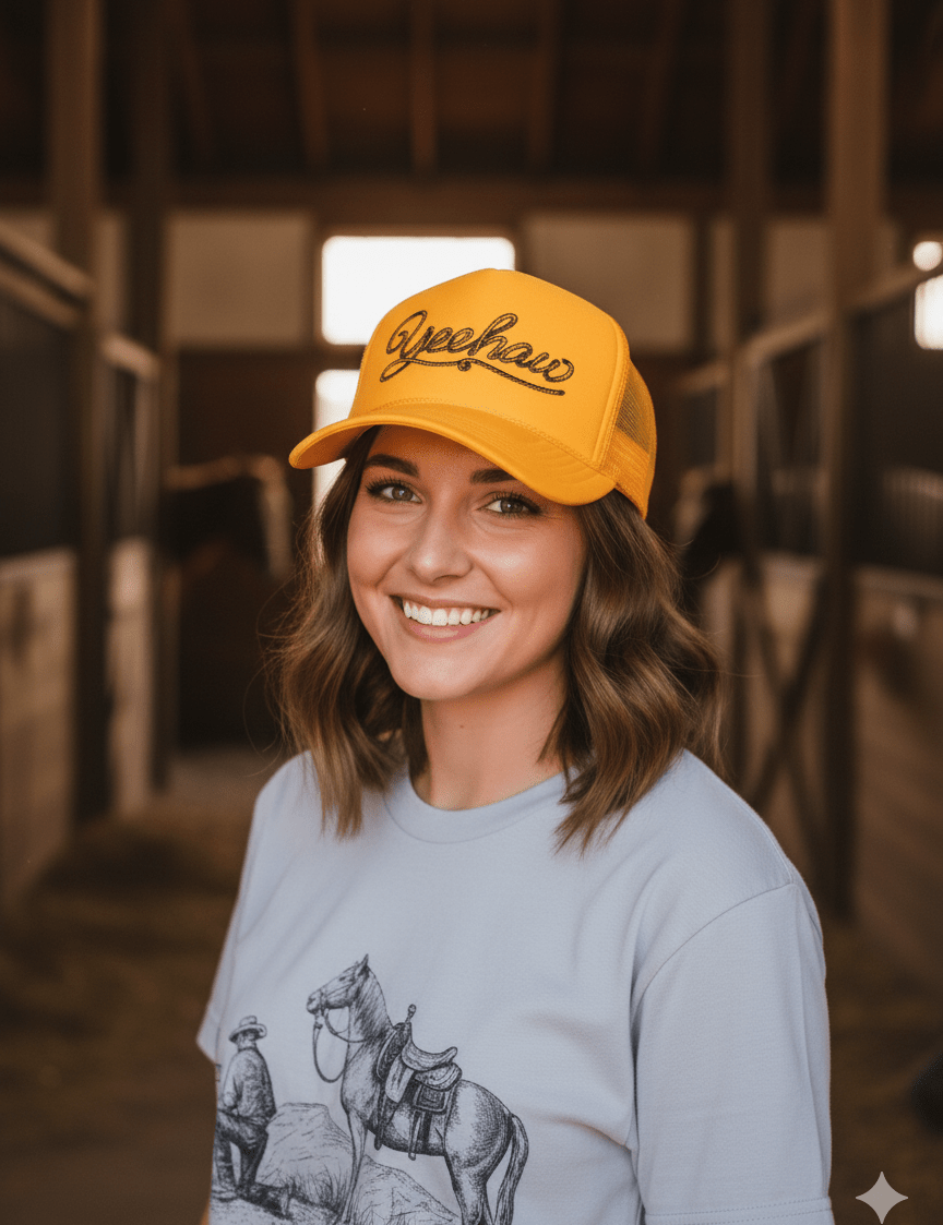 Yeehaw Twisted Rope Trucker HatGold