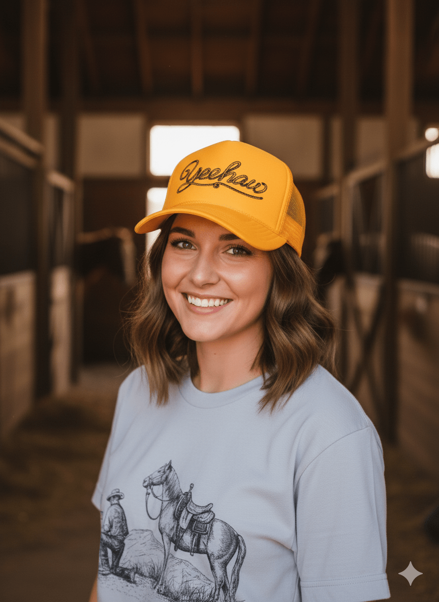 Yeehaw Twisted Rope Trucker HatGold