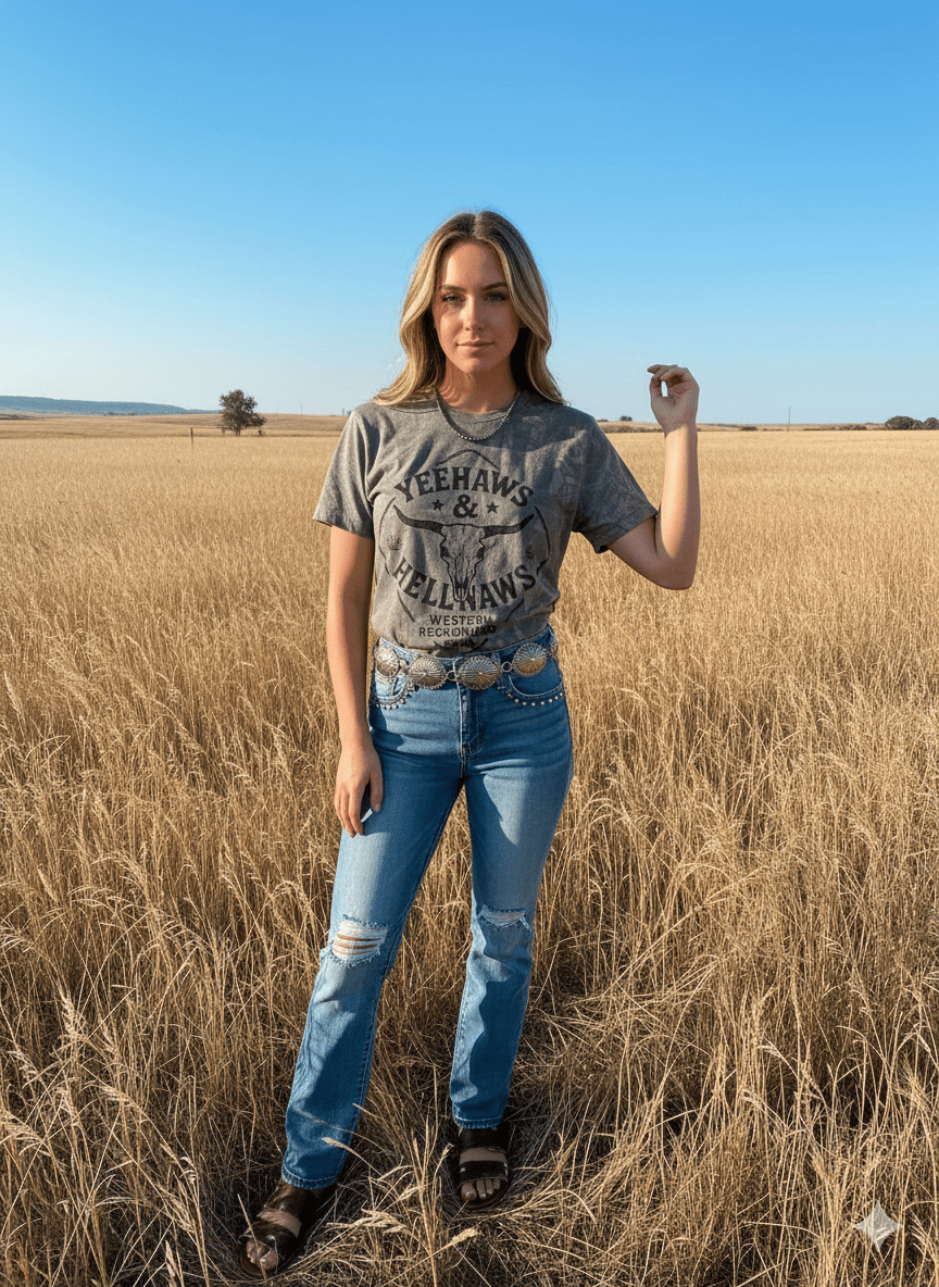 Yeehaws And Hellnaws RealTree Camo Graphic TeeHardwood CamoS