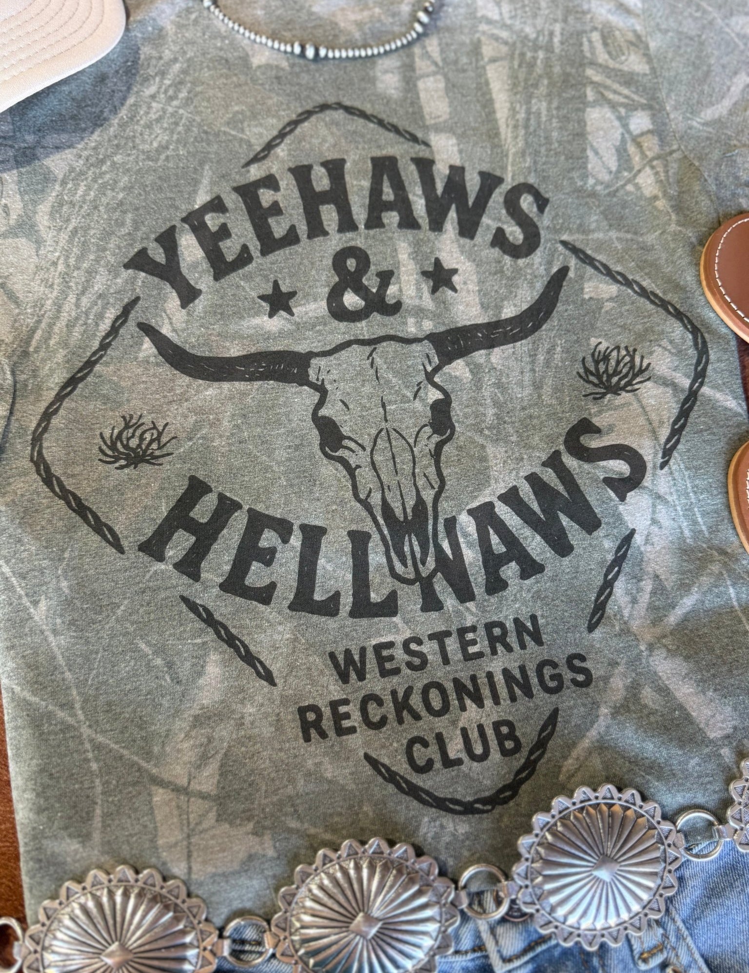 Yeehaws And Hellnaws RealTree Camo Graphic TeeHardwood CamoS