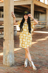 Yellow Aztec Short Sleeved Tee DressS