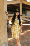 Yellow Aztec Short Sleeved Tee DressS