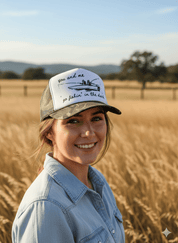 You And Me Go Fishin In The Dark Trucker HatCamo & White