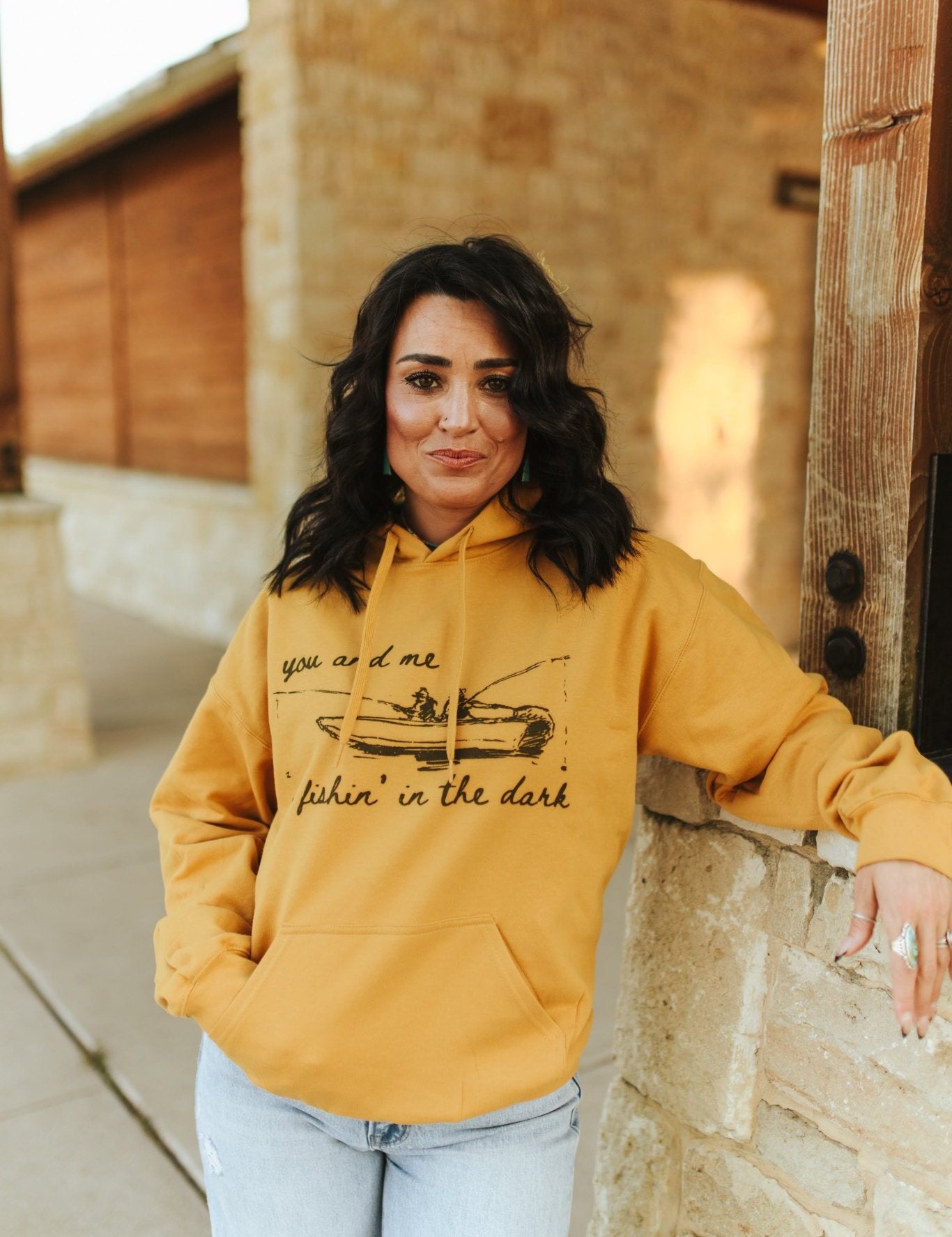 You And Me Go Fishing In The Dark Graphic HoodieMustardS