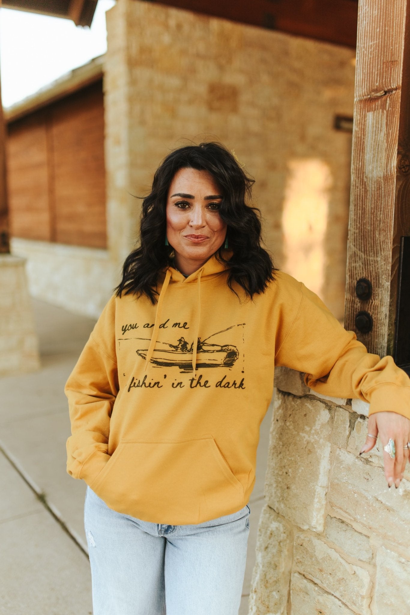 You And Me Go Fishing In The Dark Graphic HoodieMustardS