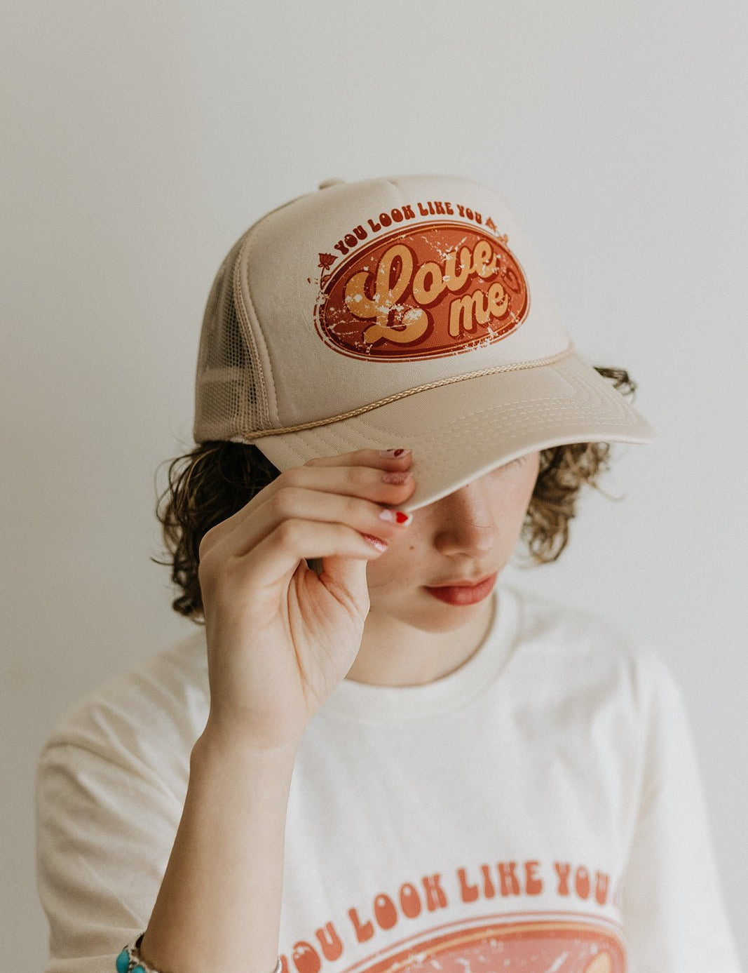 You Look Like You Love Me Trucker HatKhaki