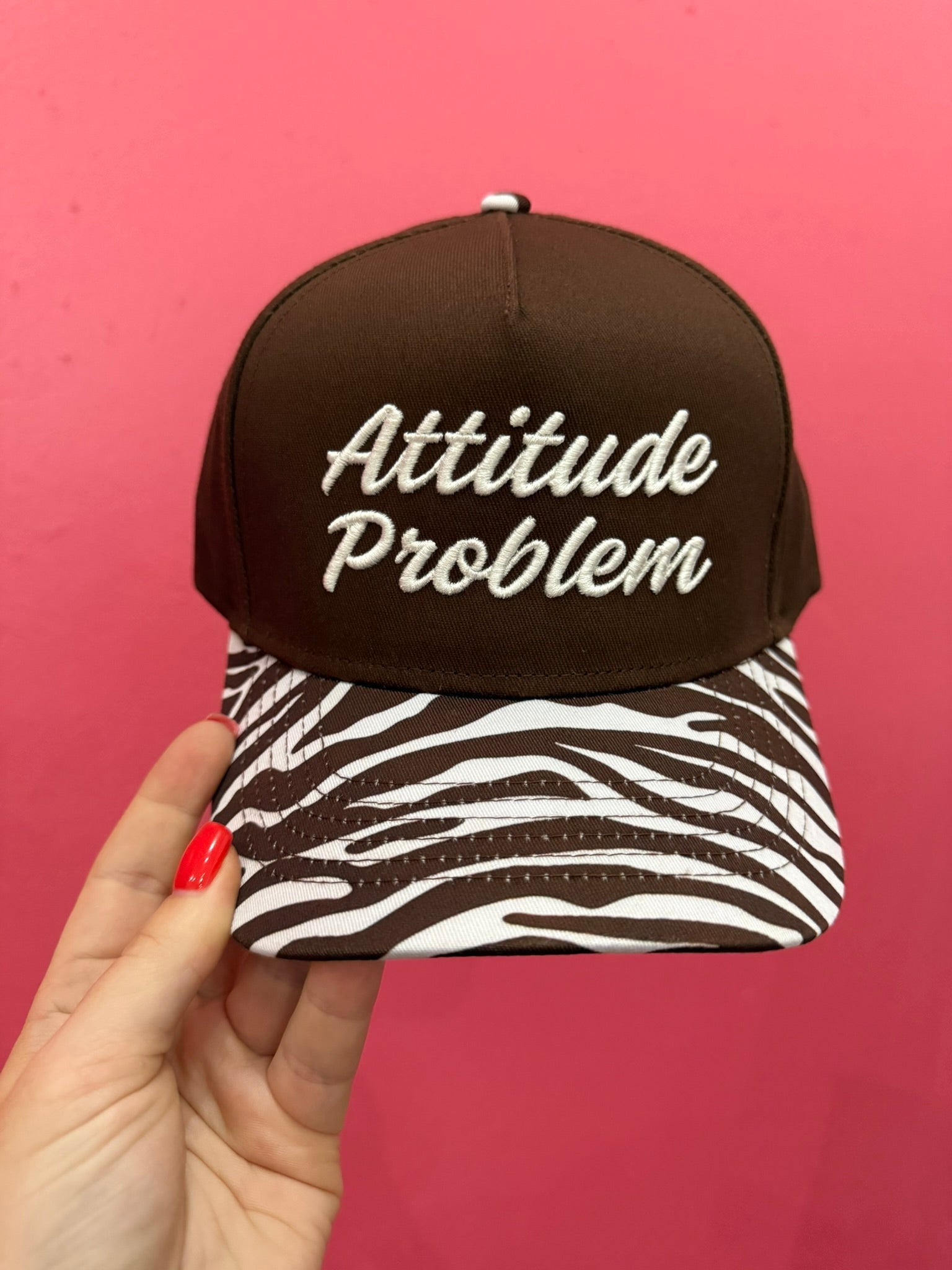 Zebra Attitude Problem Embroidered Trucker Hat