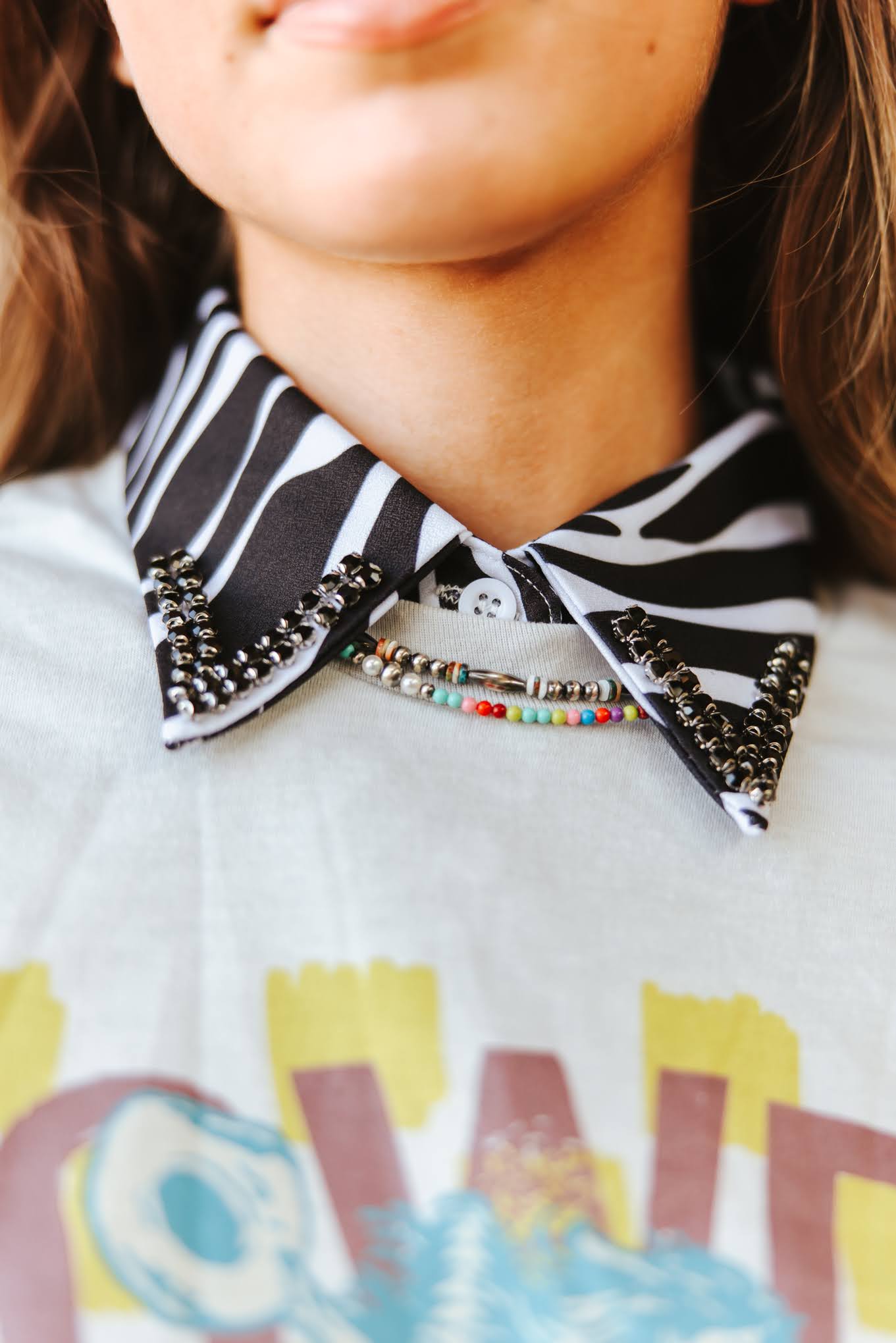 Zebra Jewel Studded Collar