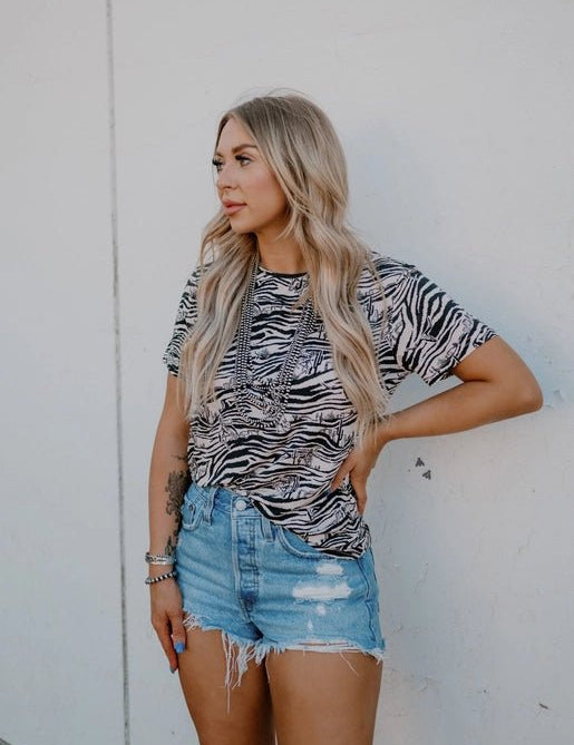 Zebra Rodeo Mesh TopS