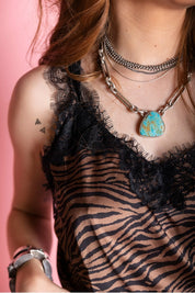 Zebra Allure Lace Tank Top
