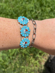 Zuni Turquoise Blossom Cuff Bracelet