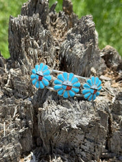 Zuni Turquoise Blossom Cuff Bracelet