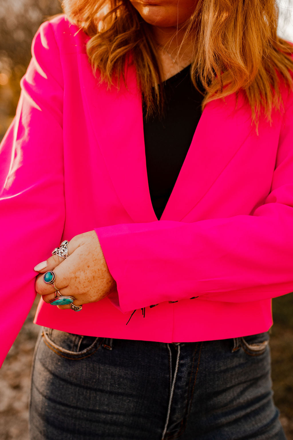 Hot Pink Crop Blazer