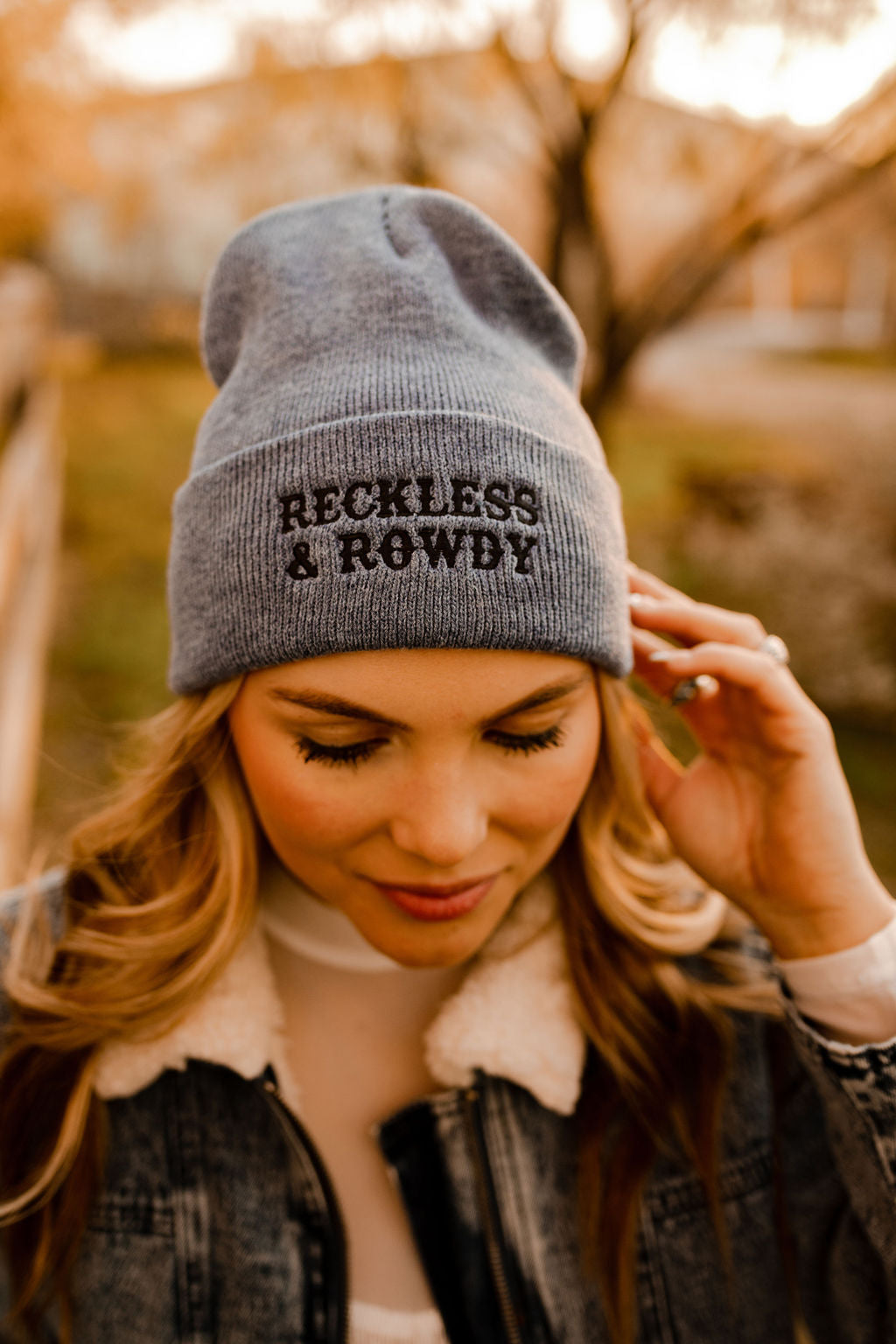Reckless & Rowdy Knit Embroidered Beanie