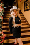 Long Sleeve Rhinestone Suit Dress