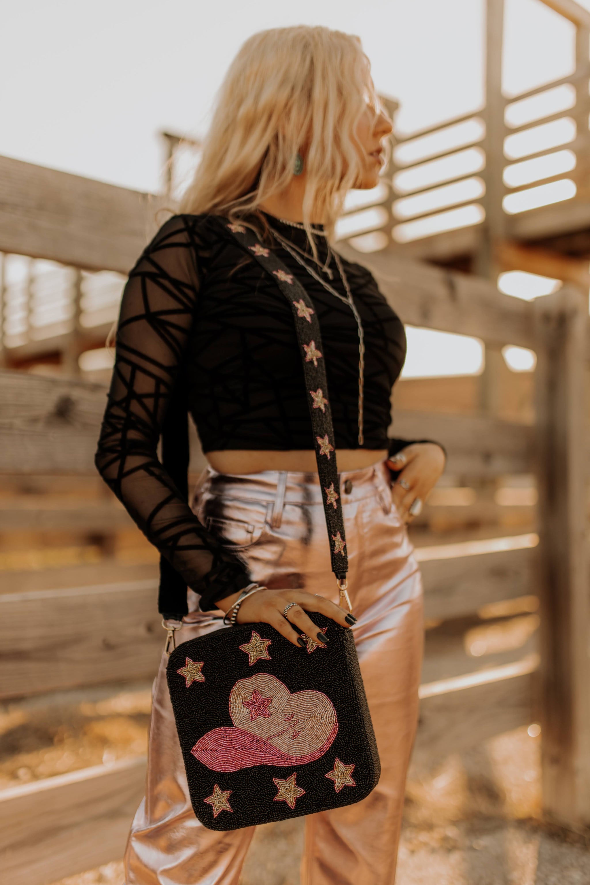 Cowgirl Seed Bead Crossbody Bag