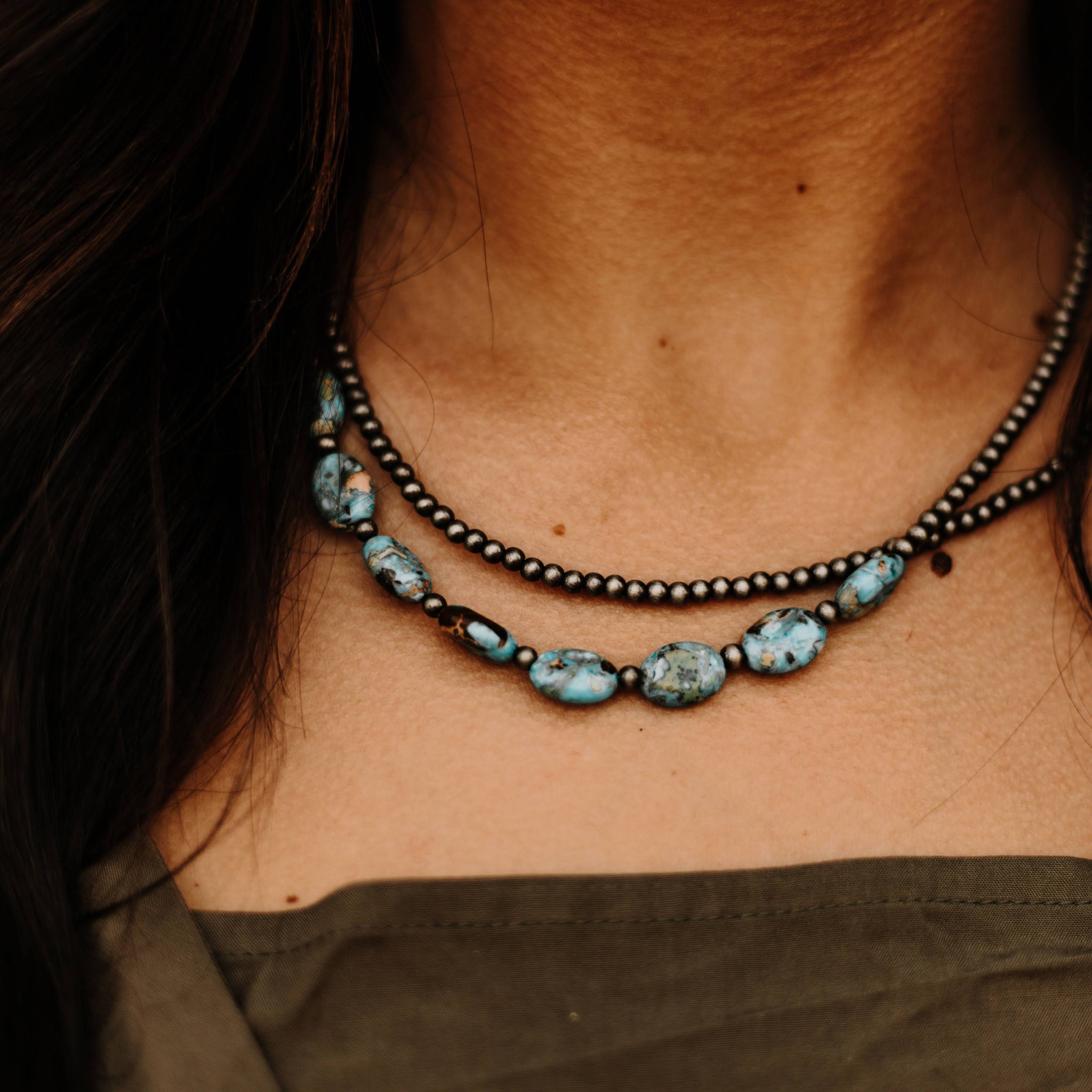 Turquoise and Pearl Choker