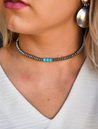 Simple Silver Bead and Turquoise Choker