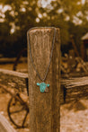 Turquoise Cow and Cattle Tag Charm Pearl Necklace