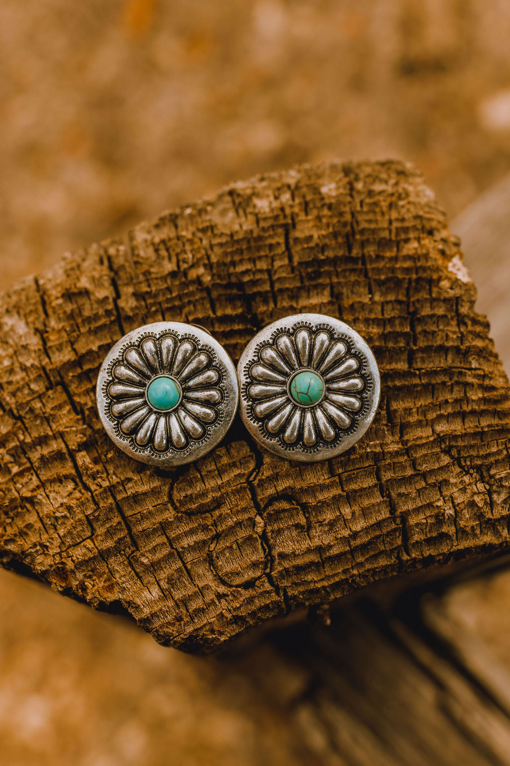 Concho Turquoise Stone Studs