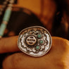 Adjustable Turquoise Stone Cowboy Hat RingSilverRegular