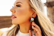 Aztec Stamped Open Hoop EarringsSilverOS