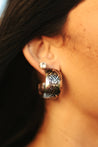 Aztec Stamped Open Hoop EarringsSilverOS