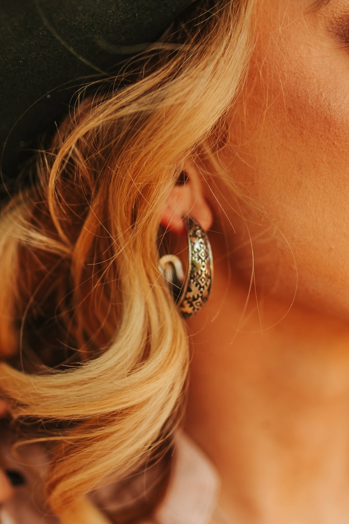 Aztec Textured Hoop EarringsSilverOS