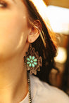 Aztec Turquoise Flower Drop EarringsBrownOS