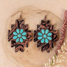Aztec Turquoise Flower Drop EarringsBrownOS
