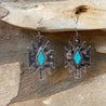 Aztec Turquoise Stone Pendant EarringsSilver