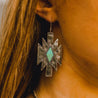 Aztec Turquoise Stone Pendant EarringsSilver