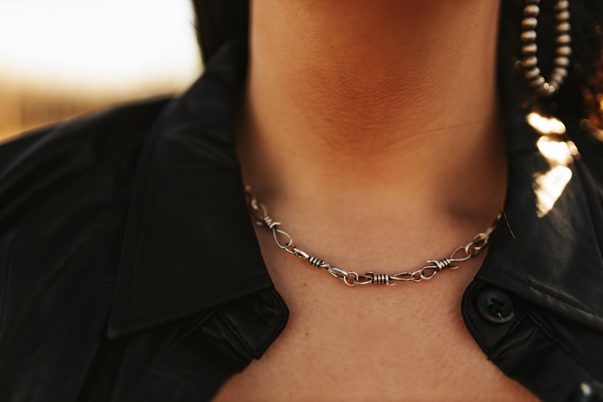 Barbed Wire Choker NecklaceSilverOS