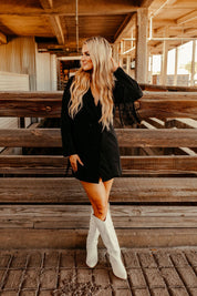 Black Fringe Rodeo Blazer DressBlackS