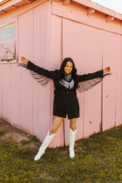 Black Fringe Rodeo Blazer DressBlackS