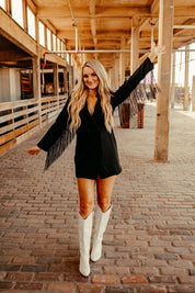 Black Fringe Rodeo Blazer DressBlackS