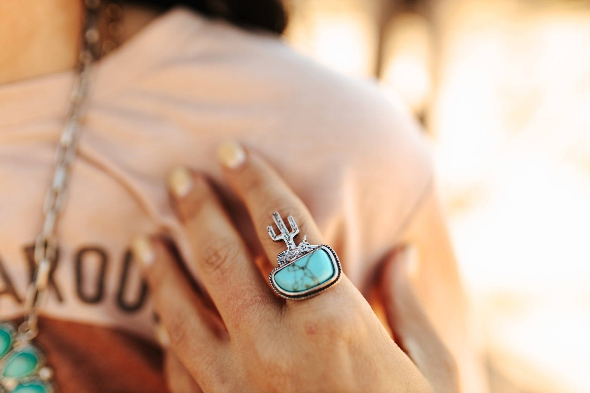 Cactus Turquoise Cuff RingTurquoiseOS