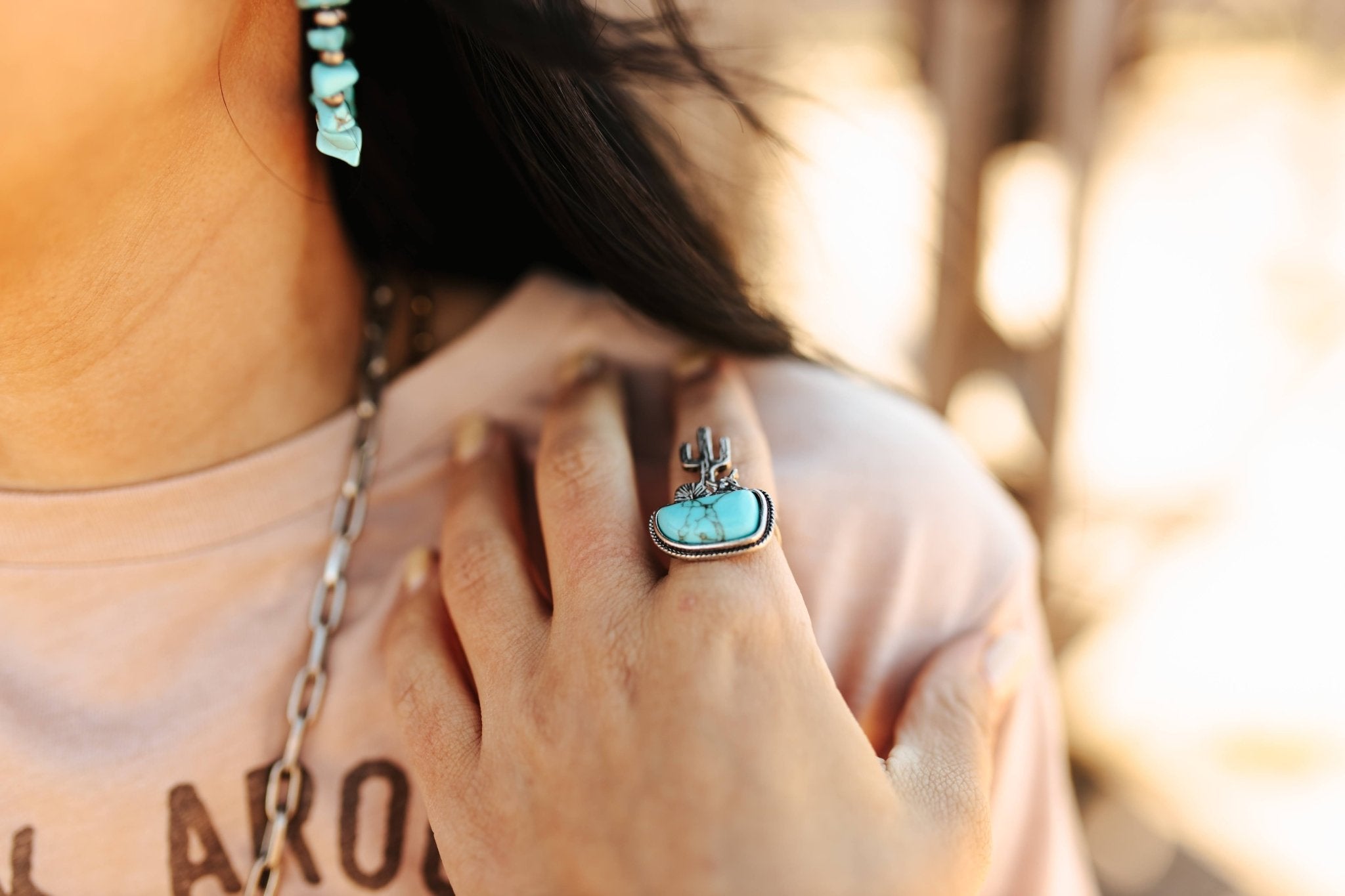 Cactus Turquoise Cuff RingTurquoiseOS