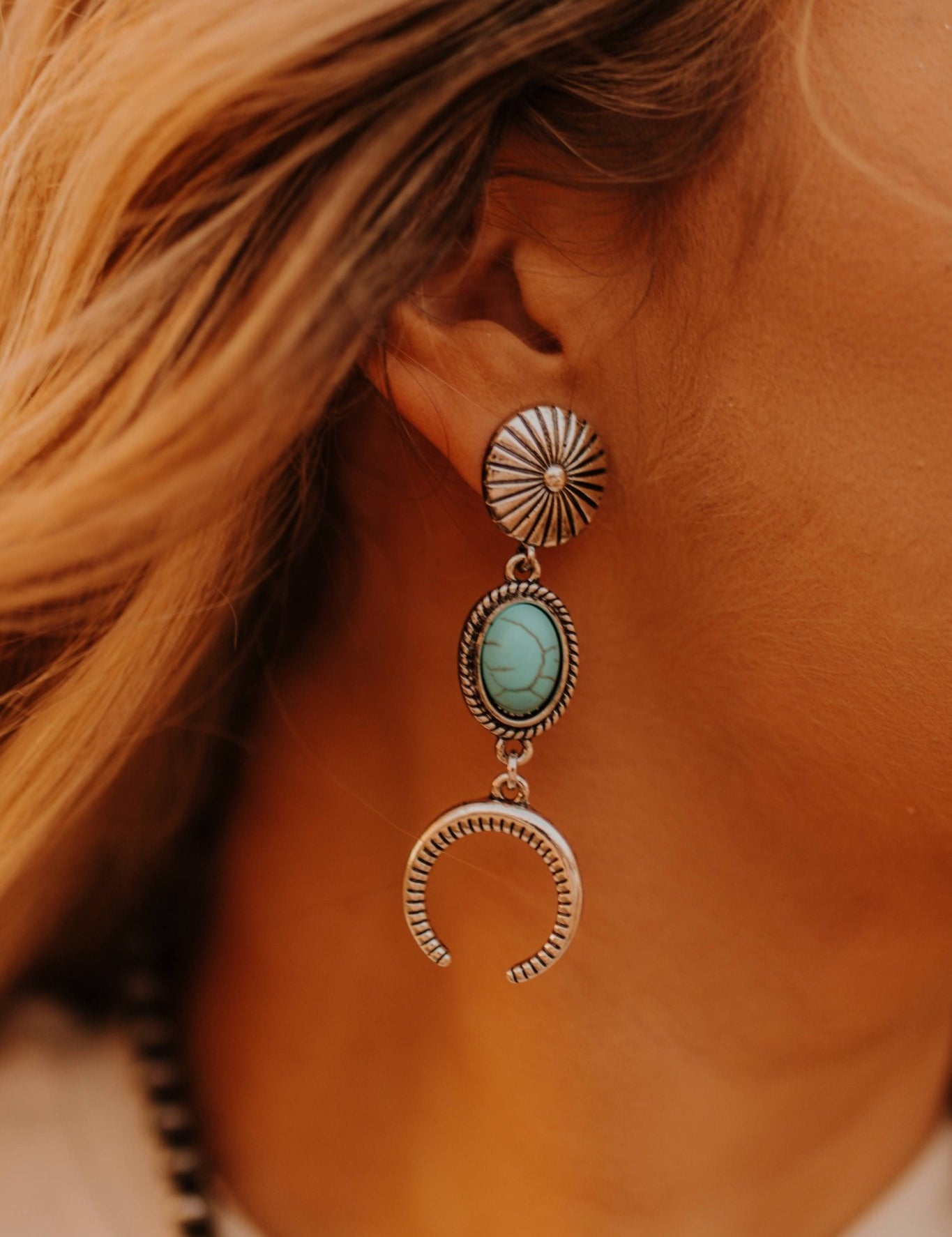 Concho Turquoise Naja Drop EarringsTurquoiseOS