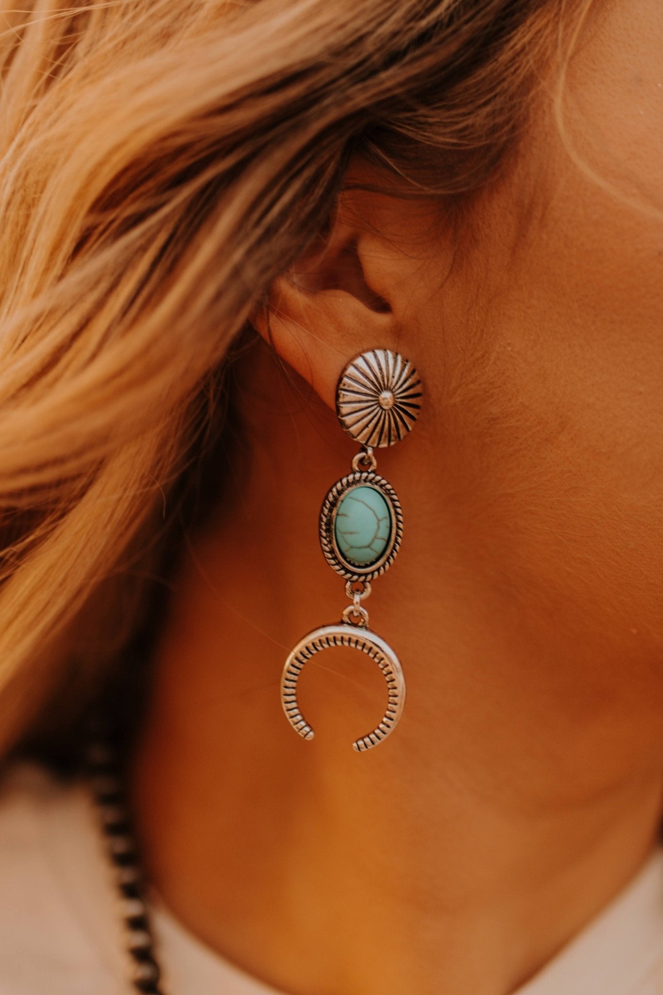 Concho Turquoise Naja Drop EarringsTurquoiseOS