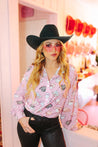 Cowgirl Hats Pink Button Up ShirtPinkS