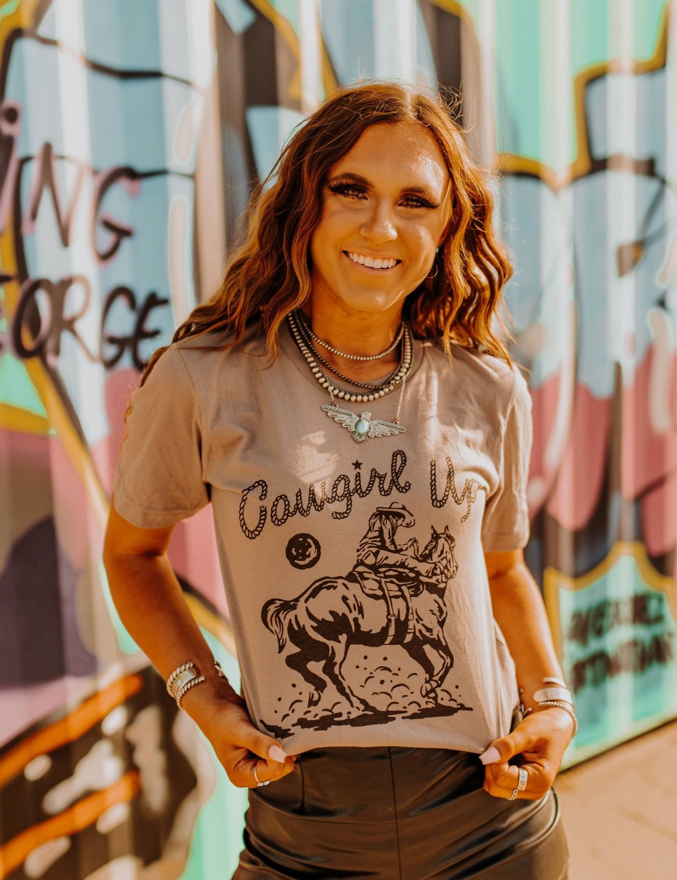 Cowgirl Up Graphic TeePebbleS