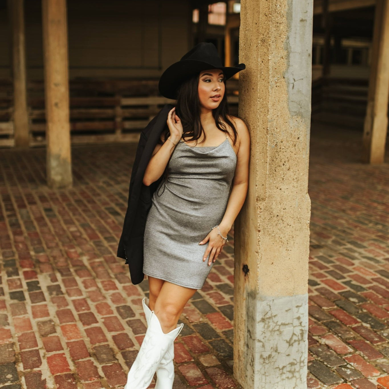 Cowl Neck Shimmer Mini DressSilverXS