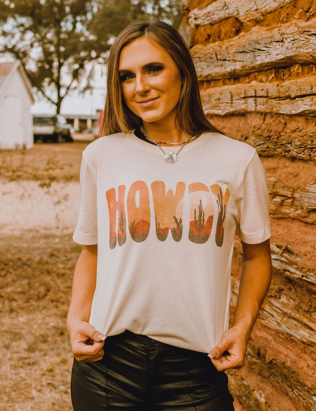 Desert Howdy Sunset Western Graphic TeeCreamS