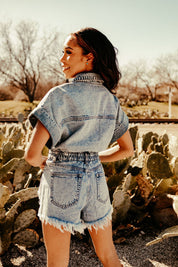 Distressed Denim RomperDenimS