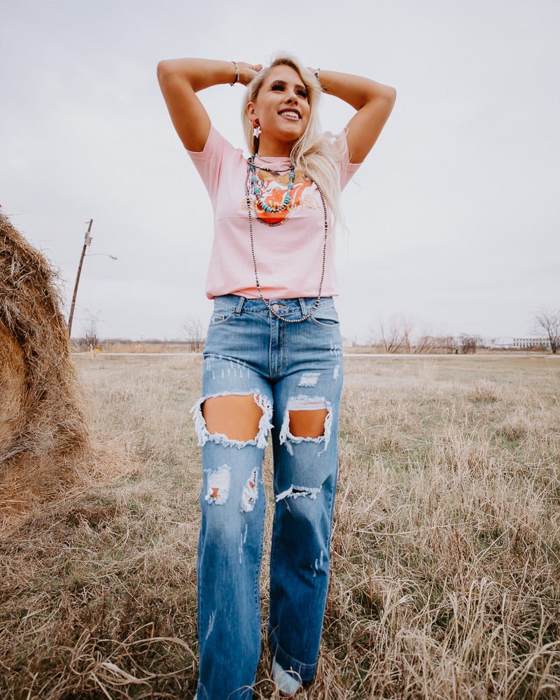 Distressed Flare JeansLight Wash25