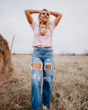 Distressed Flare JeansLight Wash25