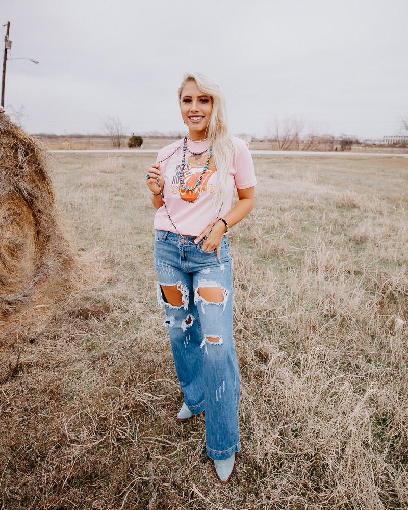 Distressed Flare JeansLight Wash25