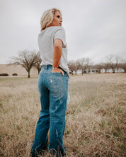 Distressed Flare JeansDark Wash25