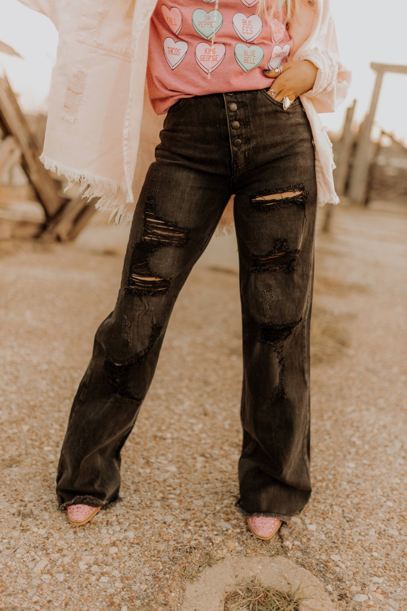 Distressed Wide Leg DenimLight Wash5